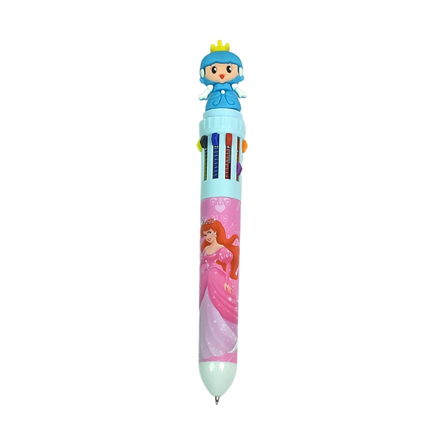 Kids 10-in-1 Color Pens Ballpoint Pen Set for Kids Cartoon Head Writing Pen for School Office Stationary Kit, Teddy Bear (1 Pc) Your Brand