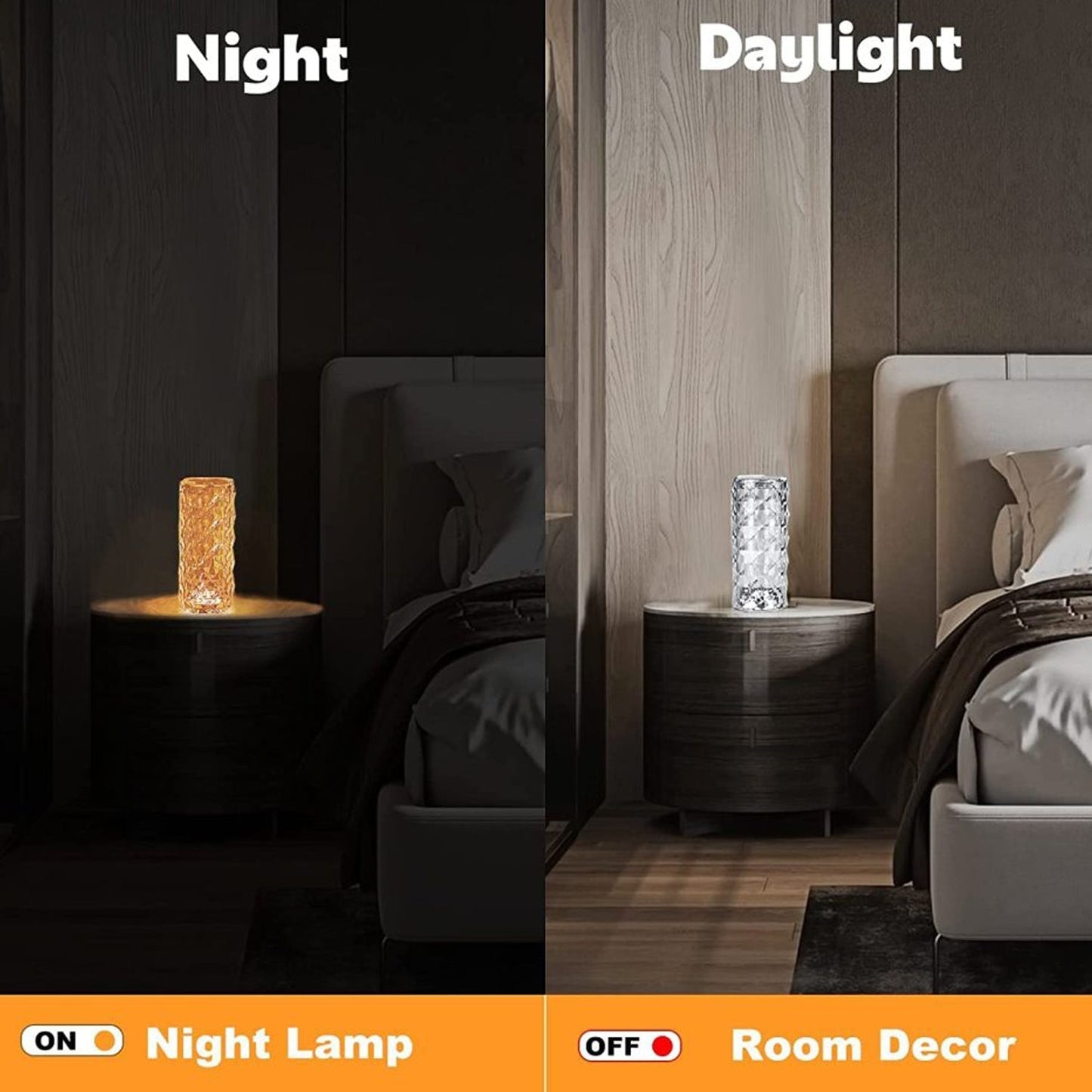 Crystal Touch Night Light (16 Colors) - Rose Diamond Table Lamp with Remote Control, USB Table Lamp, Romantic Date Lighting Decor for Festival, Bedroom, Dining Room Your Brand