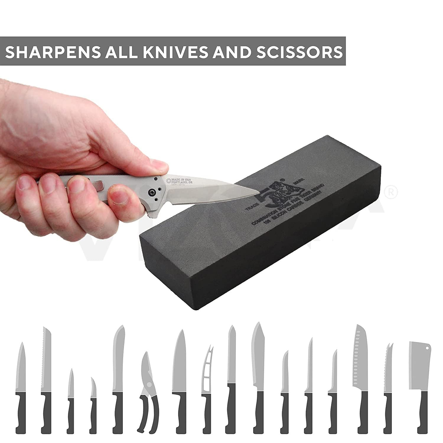 Silicon Carbide German Combination Stone, Dual Sided Stone for Knife and Tools Sharpening with Safety Case Your Brand
