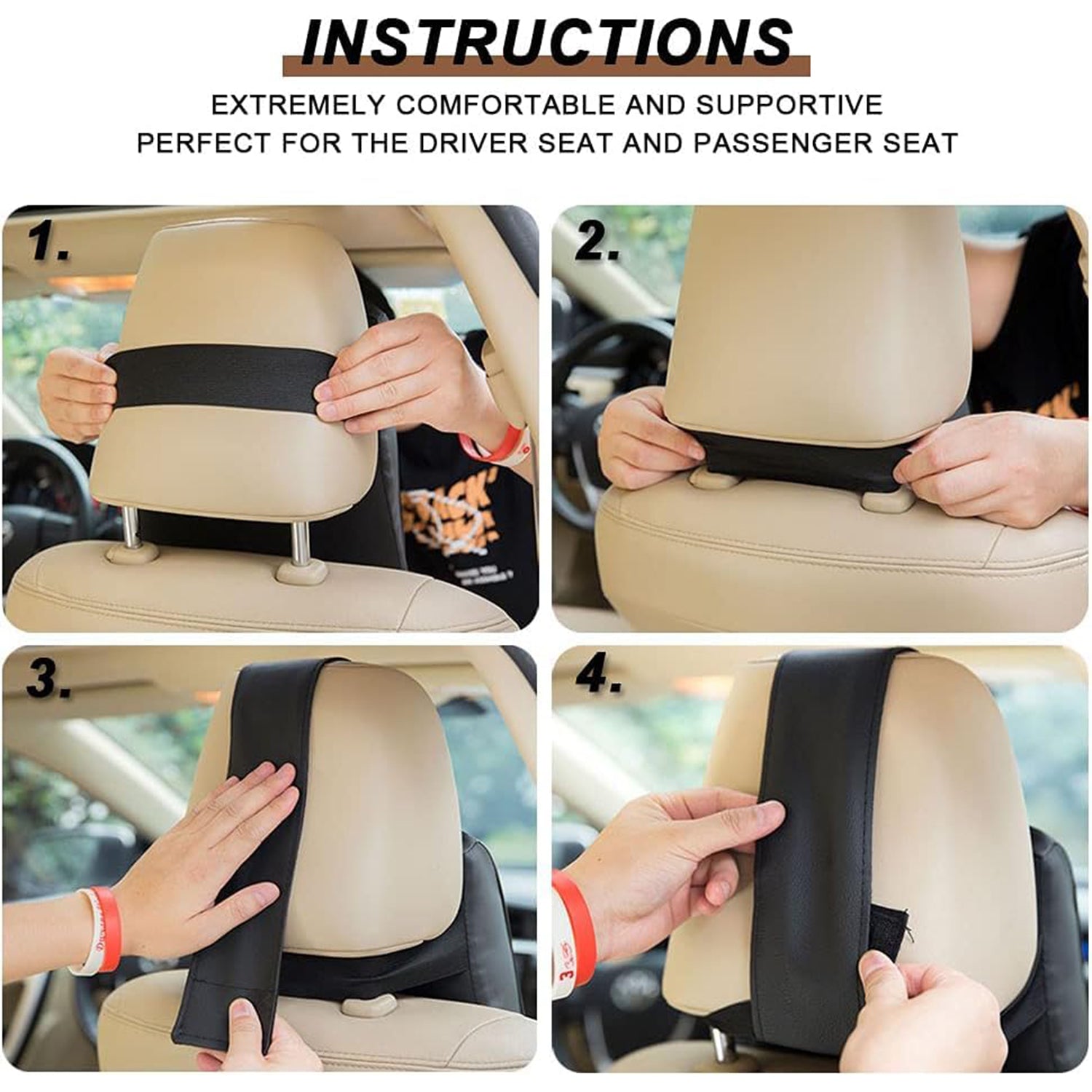 Car Neck Pillow Car Neck Headrest Pillow Memory Foam Car Accessories Cushion Car Seat Head Support Neck Protector Car Seat Neck Pillow, for Driving (1 Pc / Mix Color) Your Brand