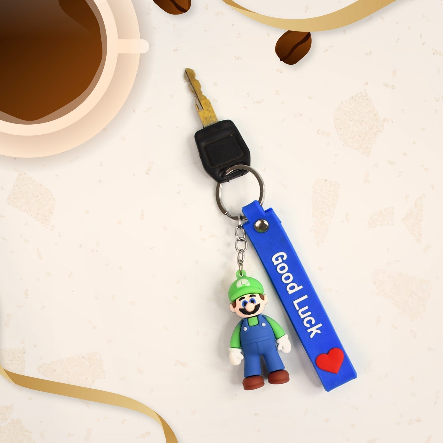 Cute Cartoon Silicone 3D Key Chain with Metal Hook & Strap (Pack of 1) Your Brand
