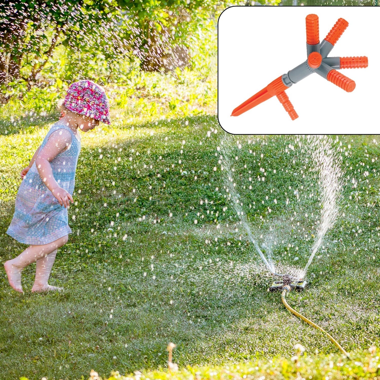 Garden Sprinkler 360° Rotating Adjustable Round 5 Arm Lawn Water Sprinkler for Watering Garden Plants / Pipe Hose Irrigation Yard Water Sprayer Your Brand