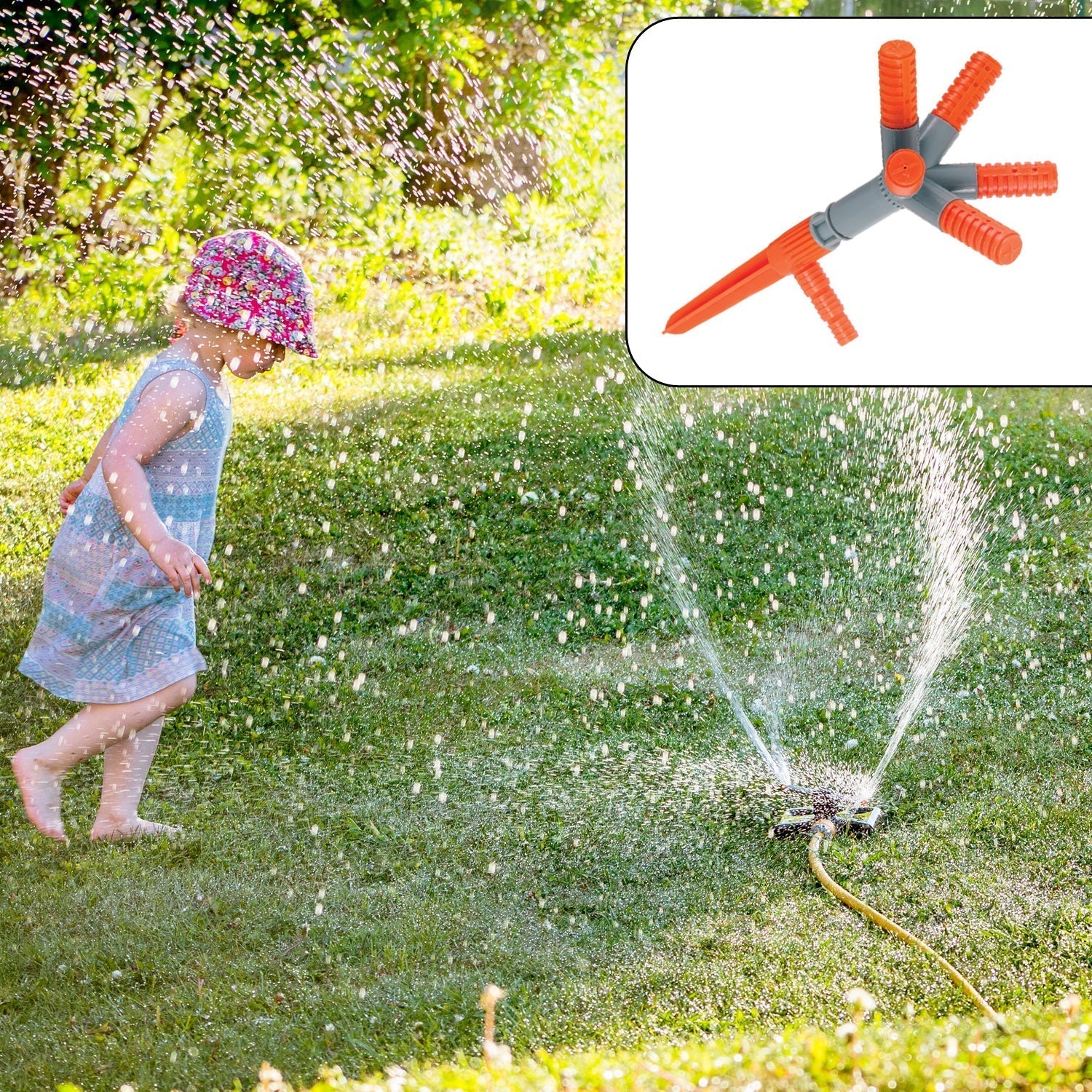 Garden Sprinkler 360° Rotating Adjustable Round 5 Arm Lawn Water Sprinkler for Watering Garden Plants / Pipe Hose Irrigation Yard Water Sprayer Your Brand