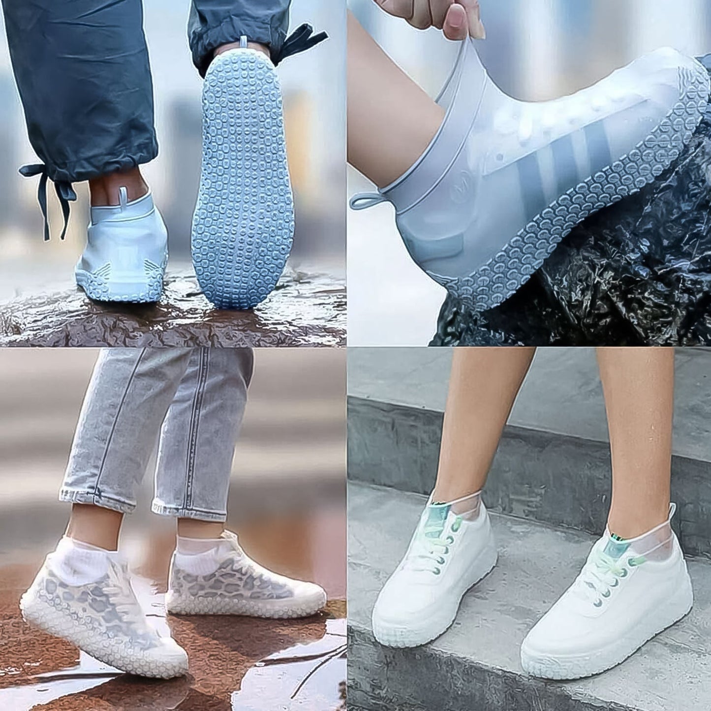 Non-Slip Silicone Rain Reusable Anti skid Waterproof Fordable Boot Shoe Cover (Large Size / 1 Pair / Mix Color) Your Brand