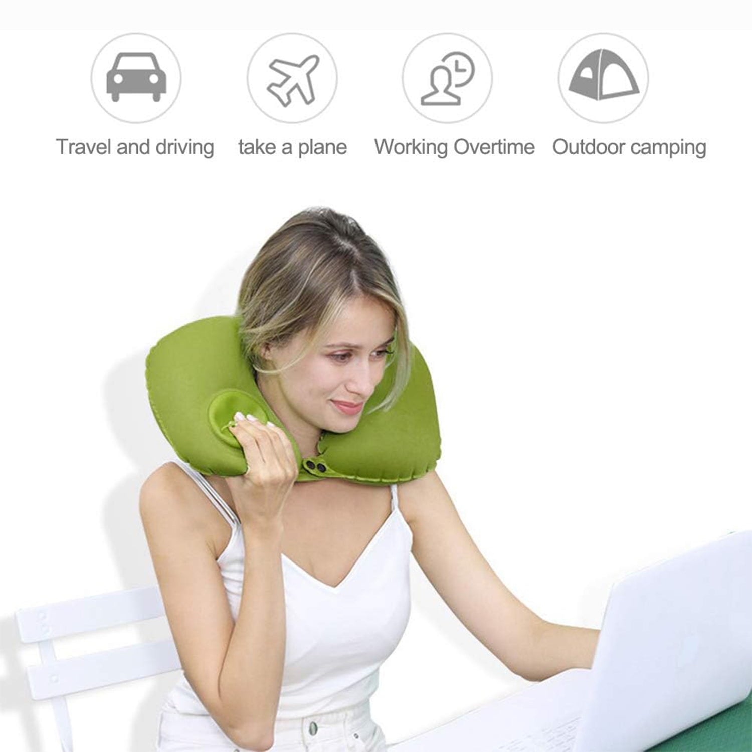 Inflatable & Foldable, Pillow U Shape Air Cushion Travel Pillow, Travel Business Trip Neck Pillow for Long Trips, Ideal for Men & Women Portable, and Perfect for Backpacking, Car Camping, and Even Airplane Travel Your Brand