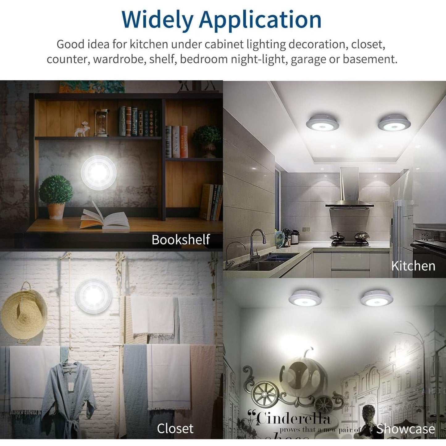 LED Light Under Closet Battery Powered Closet Wall Lamp with Remote Control Bedroom Kitchen Set of 3 LED Lights And 1 Remote Control (Battery Not Included) Your Brand