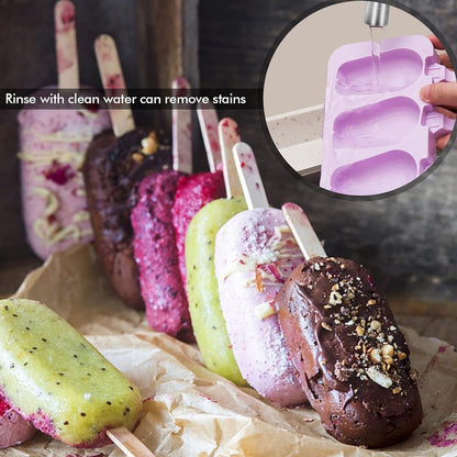 Silicone Popsicle Molds, Ice Pop Maker Molds with Lids and Sticks for Kids DIY Homemade Ice Cream, (With 50 Sticks) Your Brand