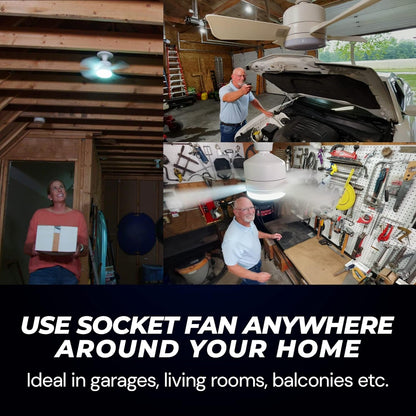 Socket Fan Light Original - Cool Light LED – Ceiling Fans with Lights and Remote Control, Replacement for Lightbulb - Bedroom, Kitchen, Living Room,1000 Lumens / 5000 Kelvins Cool LEDs (Remote Battery Not Included) Your Brand