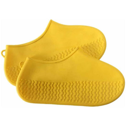 Non-Slip Silicone Rain Reusable Anti skid Waterproof Fordable Boot Shoe Cover (Extra Large Size (XL)/ 1 Pair / Yellow) Your Brand