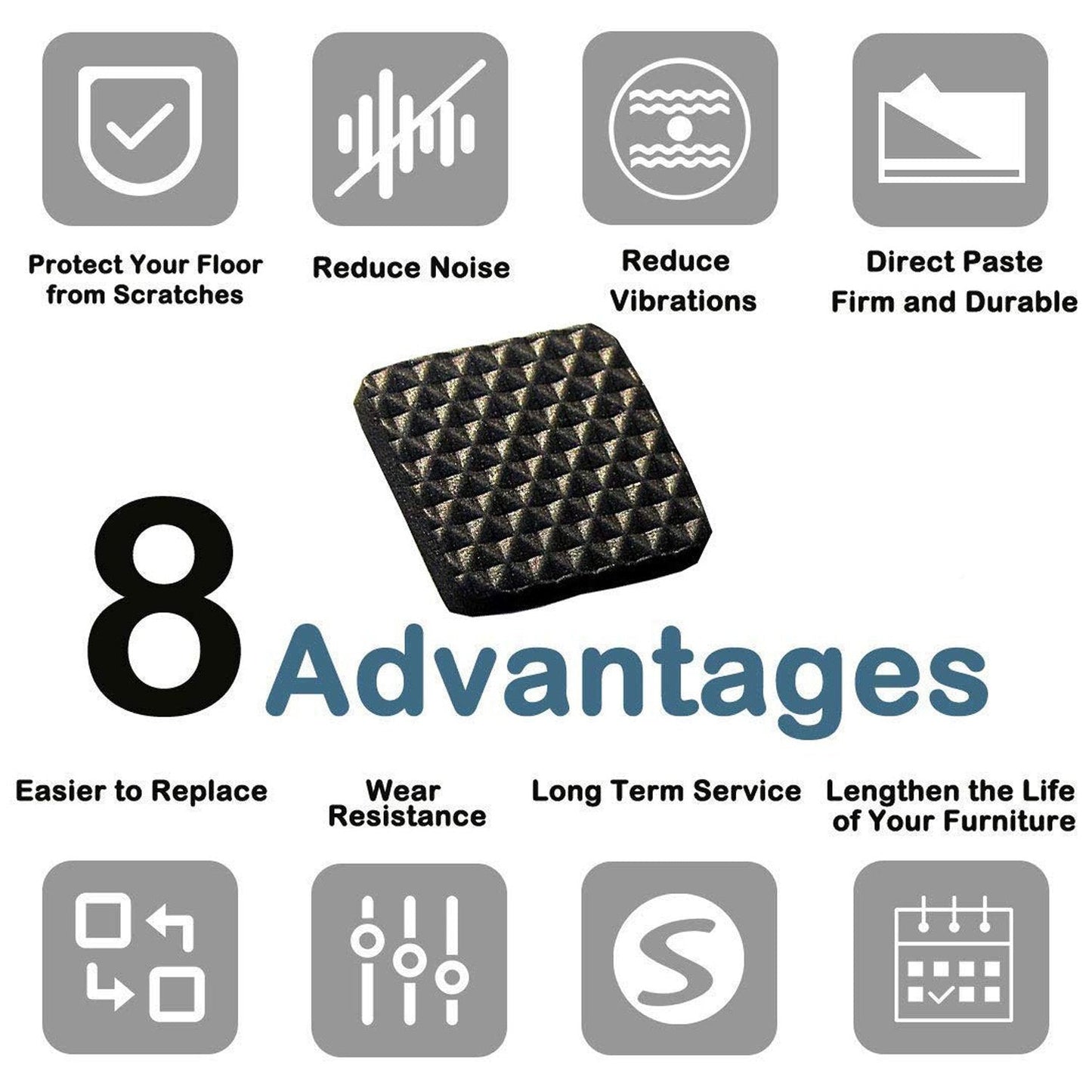 Self Adhesive Furniture Pads - Square (18 Pcs Set) Your Brand