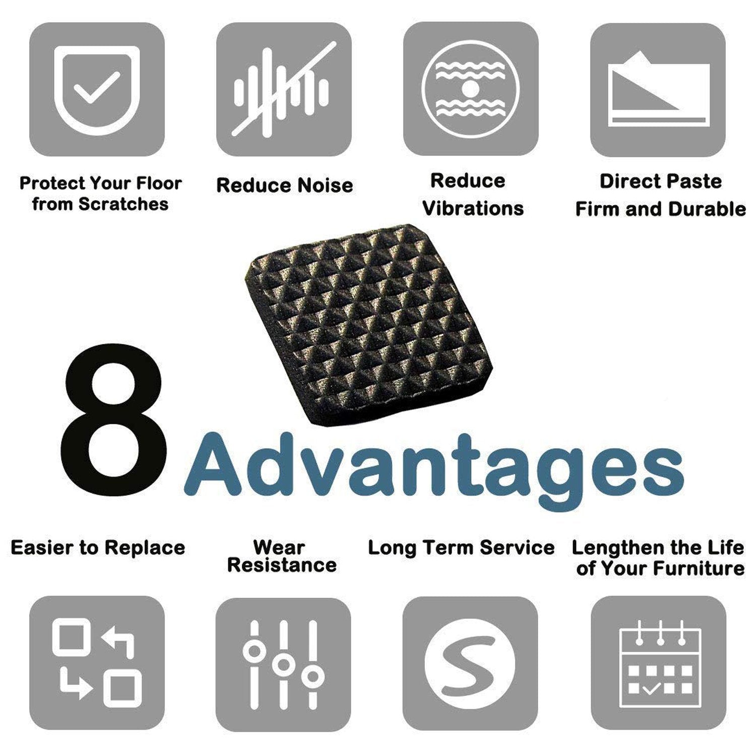 Self Adhesive Furniture Pads - Square (18 Pcs Set) Your Brand