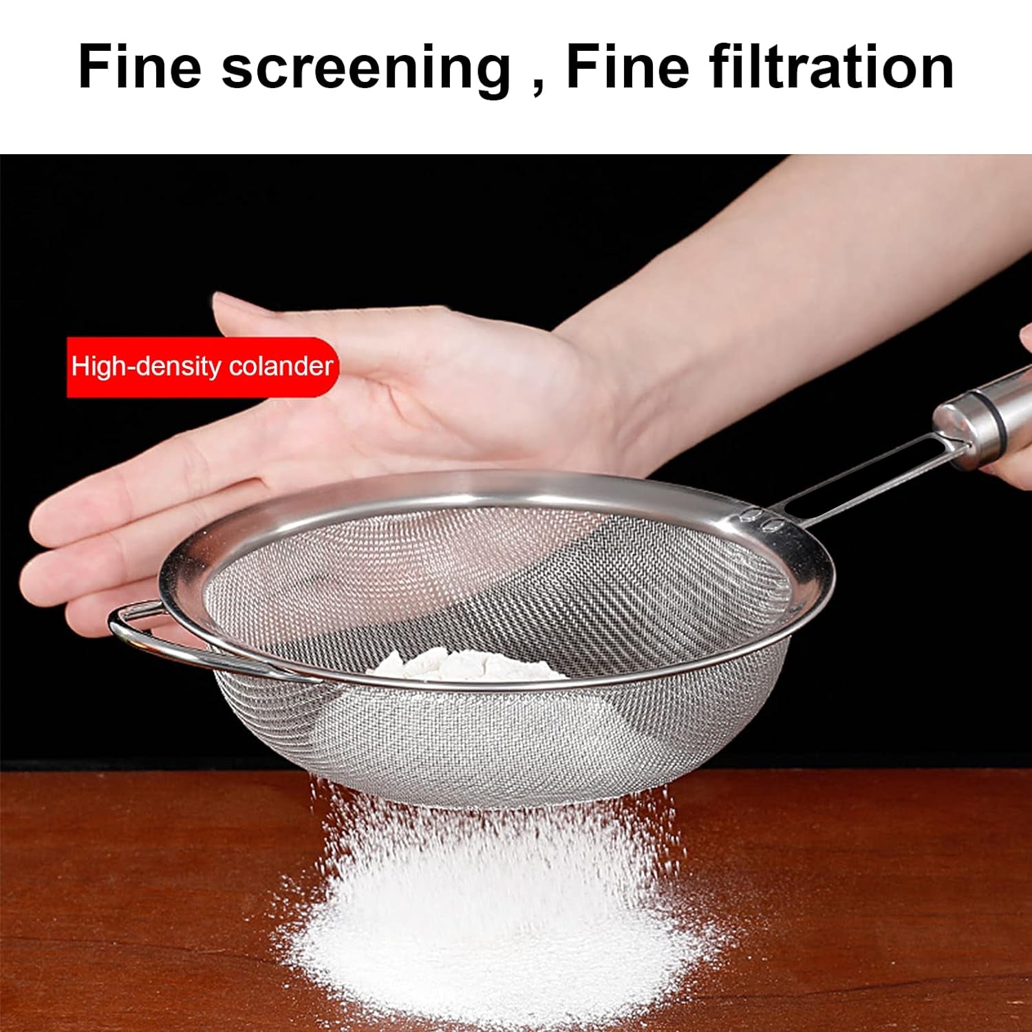 Mesh Sieve Quality Stainless Steel Fine Mesh Strainer with Sturdy Handle and Hook, Ideal for Tea Coffee, Rice, Powder, Fruit Etc Kitchen Food Kitchen Utensil Your Brand