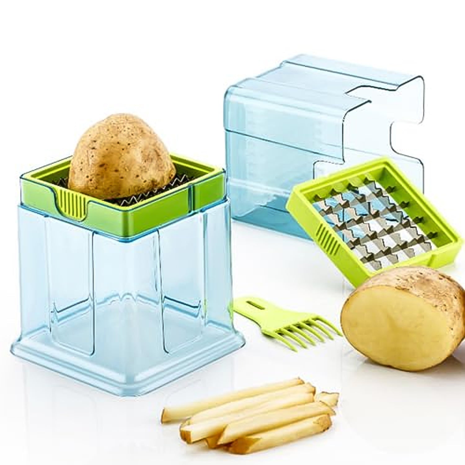 2 in 1 Potato Chipser / Slicer French Fries Maker Finger Chips | Plastic | Two Blades Finger Chips Cutter for Kitchen Accessory Vegetable Fruit Slicer (1 Pc)  Your Brand
