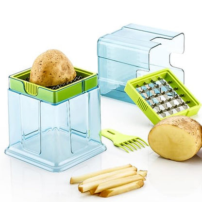2 in 1 Potato Chipser / Slicer French Fries Maker Finger Chips | Plastic | Two Blades Finger Chips Cutter for Kitchen Accessory Vegetable Fruit Slicer (1 Pc)  Your Brand