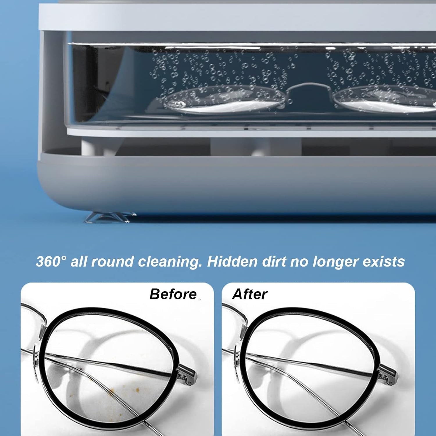 Ultrasonic Jewllery, Cleaner, Ultrasonic Cleaning Machine, Portable jewellery Cleaning Mchine For Jewellery, Ring, Silver, Retainer, Glasses, Watches, Coins, High Frequency Vibration Machine (Battery Not Included) Your Brand