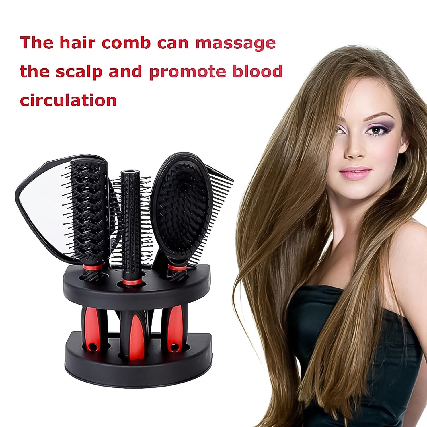Hair Combs Mirror Set Professional Salon Hair Cutting Brushes Sets (5 Pc With Stand) Your Brand