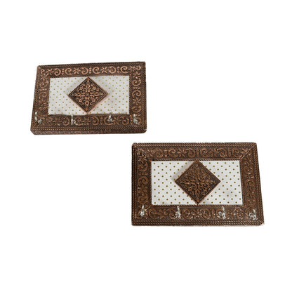 Handicraft Meenakari Wooden keyholder | Wall Hanging Key Holder Style for Your Home Decor & Gift Keys Stand for Entryway, Kitchen, Office, Bedroom Decorative Keys Organizer keyholder (2 Pc Set) Your Brand
