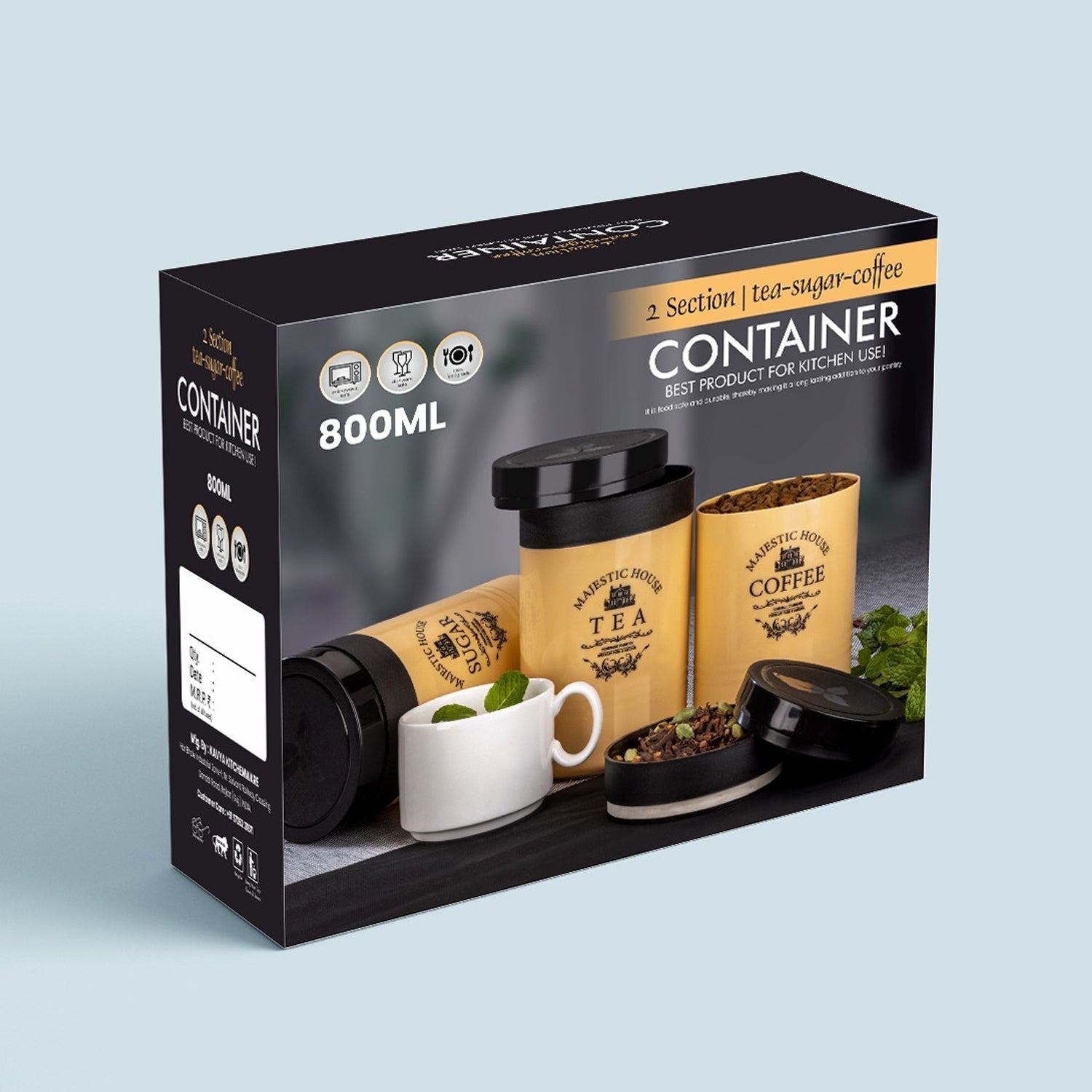 Accurate Seal Tea Sugar Coffee Container - 3 Pcs Plastic Damru Shaped Tea, Coffee, Sugar Canisters Jar, New Airtight Food Seal Containers for Salt, Dry Fruit, Grocery Multicolor (3 Pcs Set) Your Brand