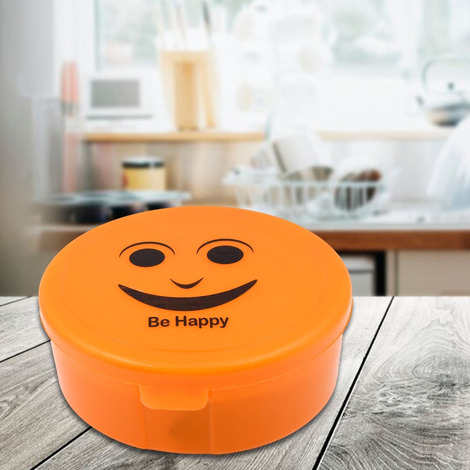 Smily Plastic lunch box, Small Box With 2in1 Spoon pack of 1 Your Brand
