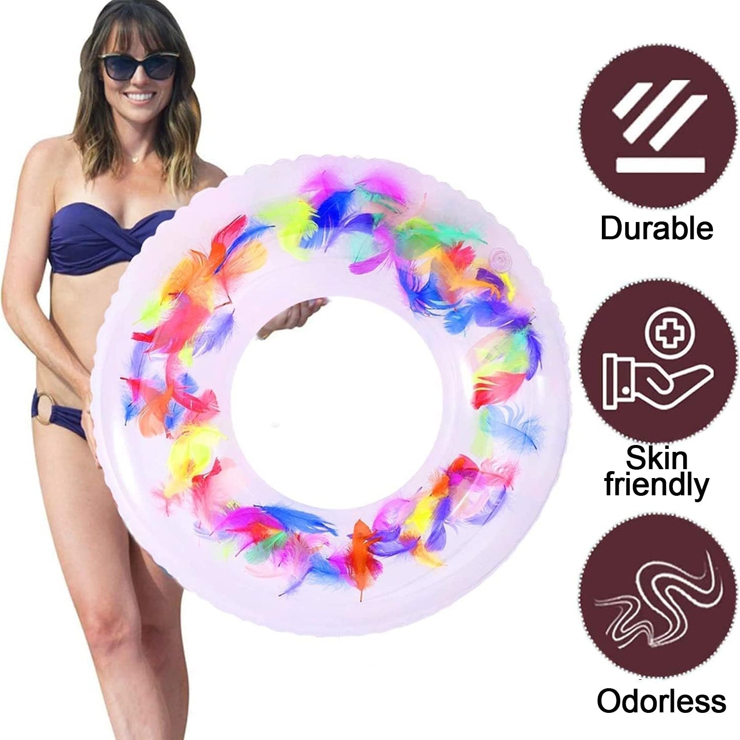 Swim Ring, For children, Conveniently Portable, Feathers, Swimming Ring, For Water Play, For Beaches, Swimming, Summer Vacation (1 Pc) Your Brand