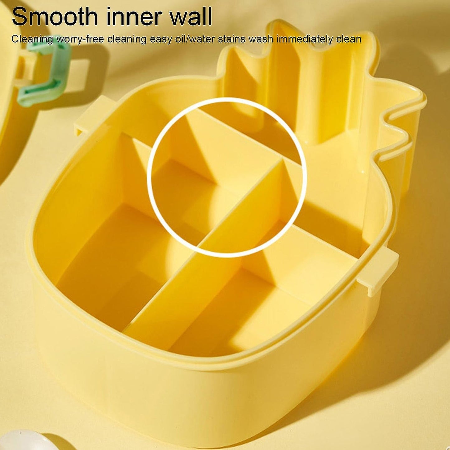 Kids Lunch Box Cute Pineapple Shaped Bento Box with Fork Spoon  Office Lunch Box (1 Pc )