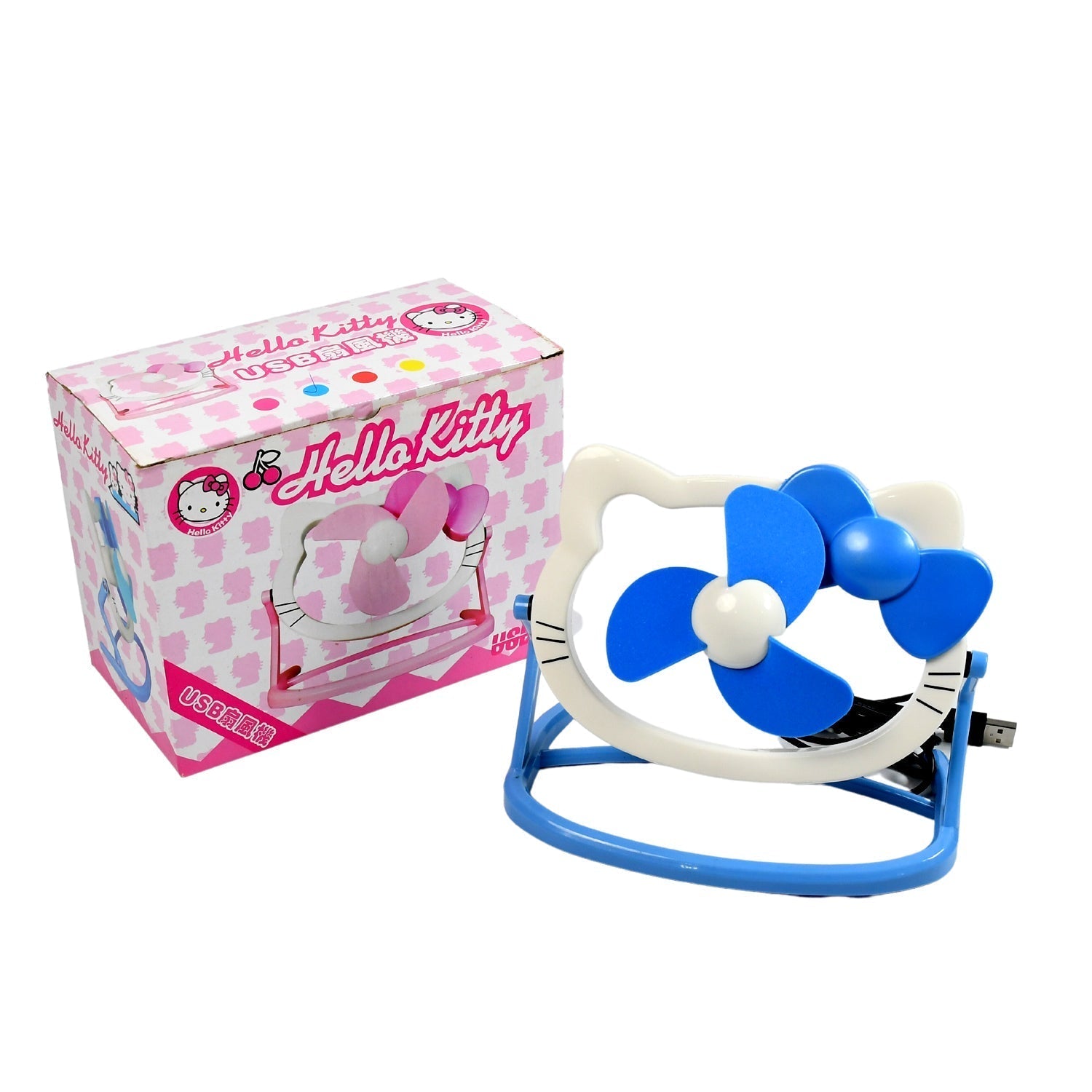 HELLO KITTY CARTOON FAN CUTE BRIGHT COLOR DESKTOP OFFICE USB MINI FAN PERSONAL DESKTOP FAN (Battery Not Include) Your Brand