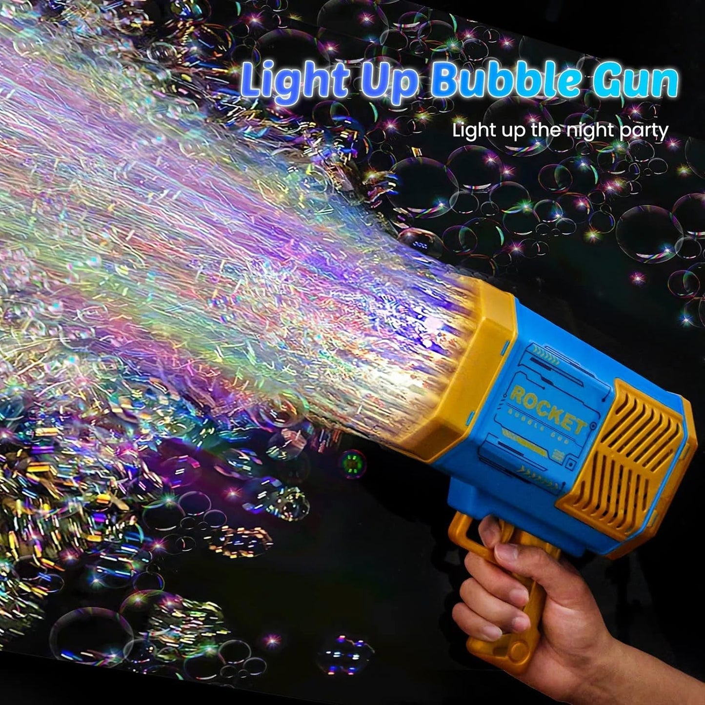 69 Holes Big Rechargeable Powerful Machine Bubble Gun Toys for Kids Adults, Bubble Makers, Big Rocket Boom Bubble Blower Best Gifts Your Brand