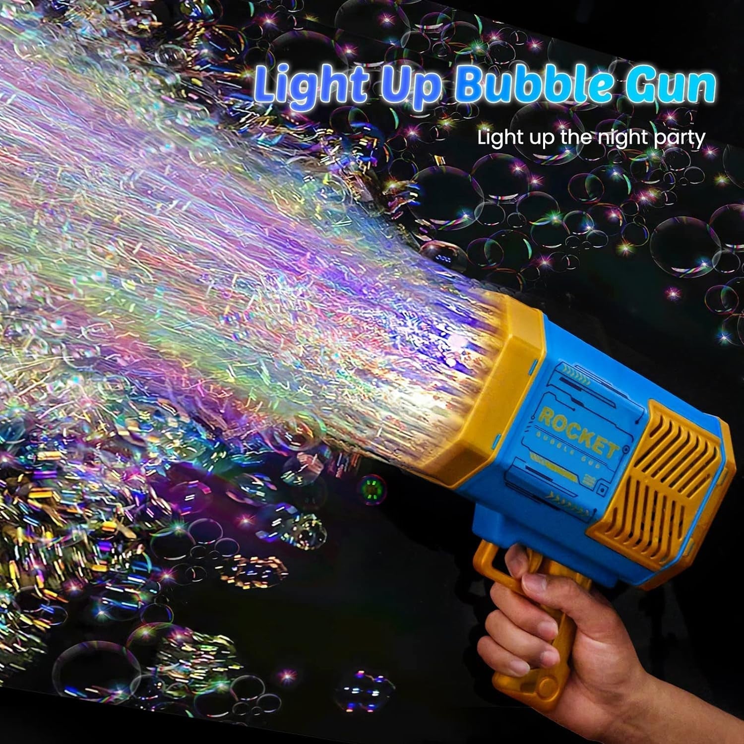 69 Holes Big Rechargeable Powerful Machine Bubble Gun Toys for Kids Adults, Bubble Makers, Big Rocket Boom Bubble Blower Best Gifts Your Brand