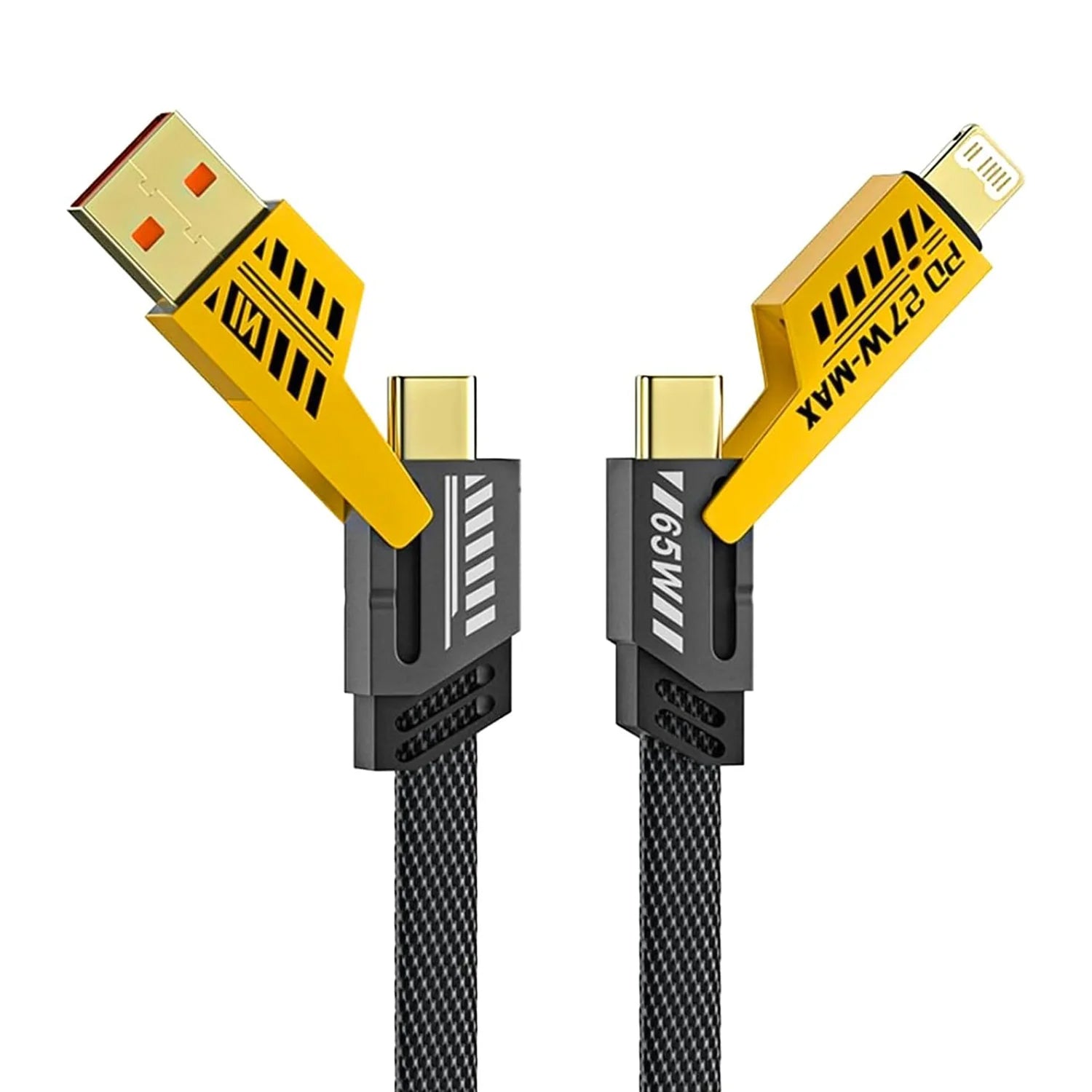 4 in 1 Fast Charging Cable With Multiport USB-C to Type C, USB-C to Lightning (1 Pc) Your Brand