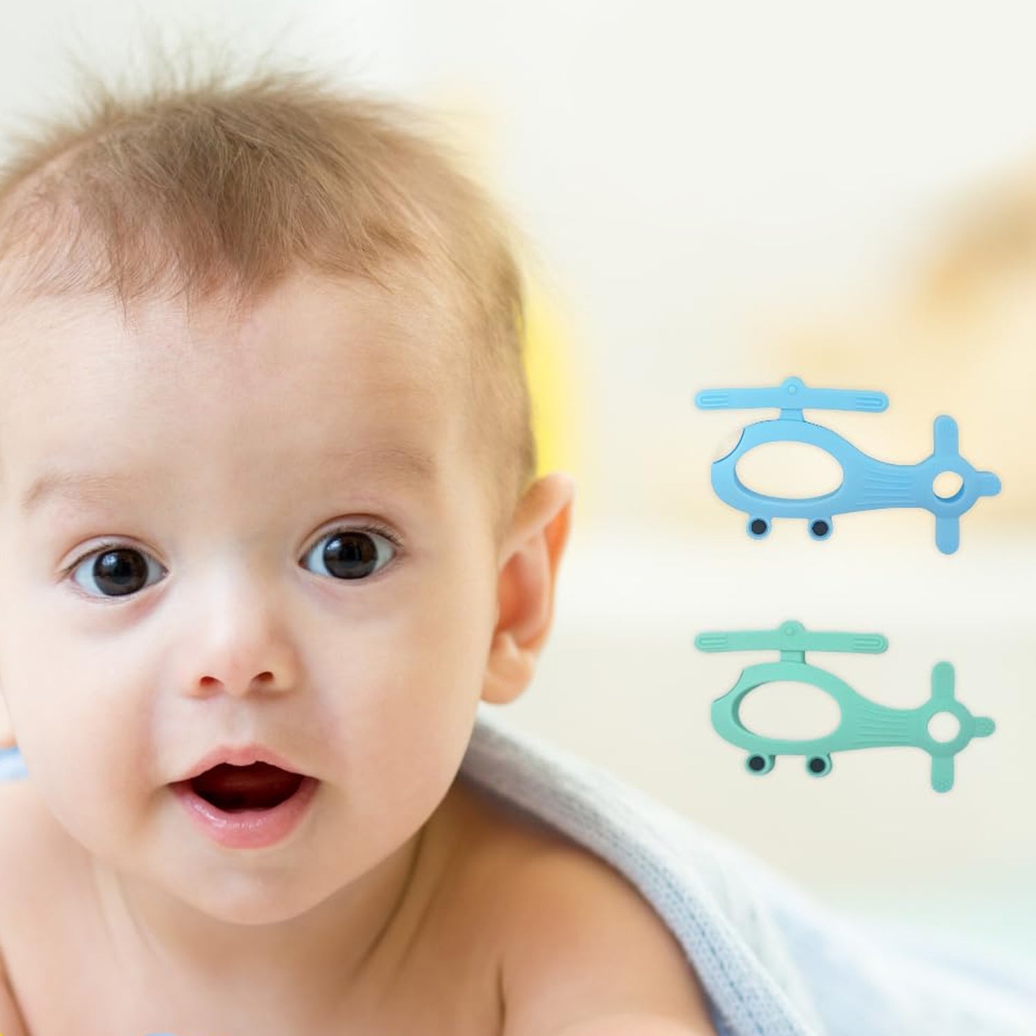 Silicone Helicopter Shape Teether for Baby (1 Pc / Mix Color) Your Brand