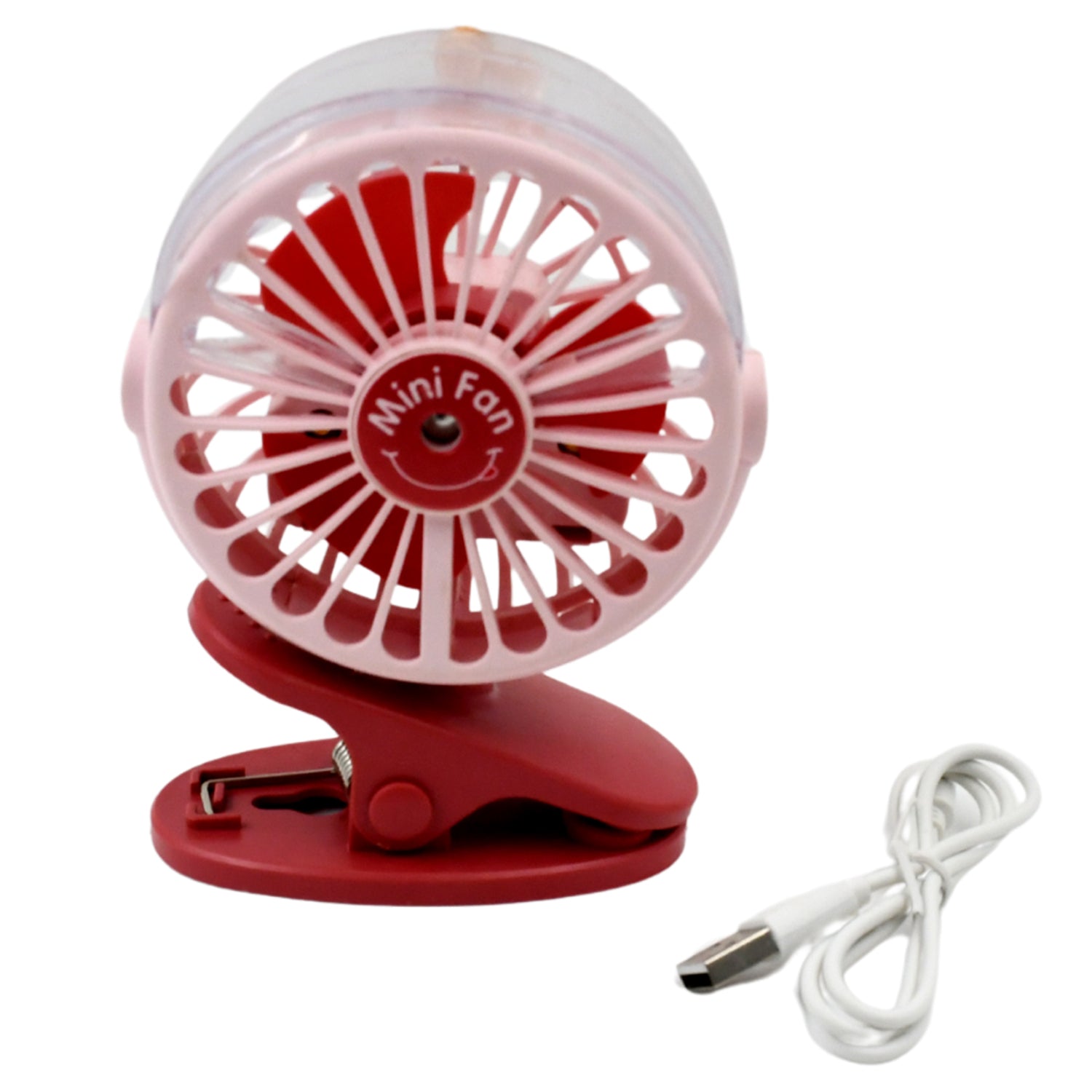 Portable Clip-on Fan, Battery Operated, With Light & Spray, Small Yet Powerful USB Table Fan, 3-Speed Quiet Rechargeable Mini Desk Fan, 360° Rotation, Personal Cooling Fan for Home, Office, Camping Your Brand