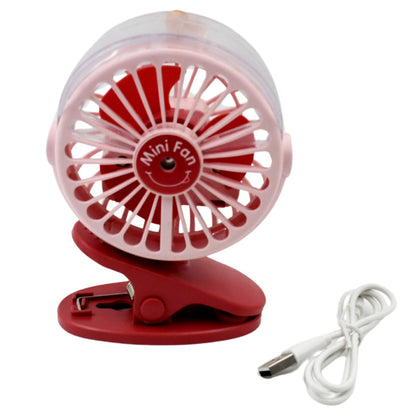 Portable Clip-on Fan, Battery Operated, With Light & Spray, Small Yet Powerful USB Table Fan, 3-Speed Quiet Rechargeable Mini Desk Fan, 360° Rotation, Personal Cooling Fan for Home, Office, Camping Your Brand