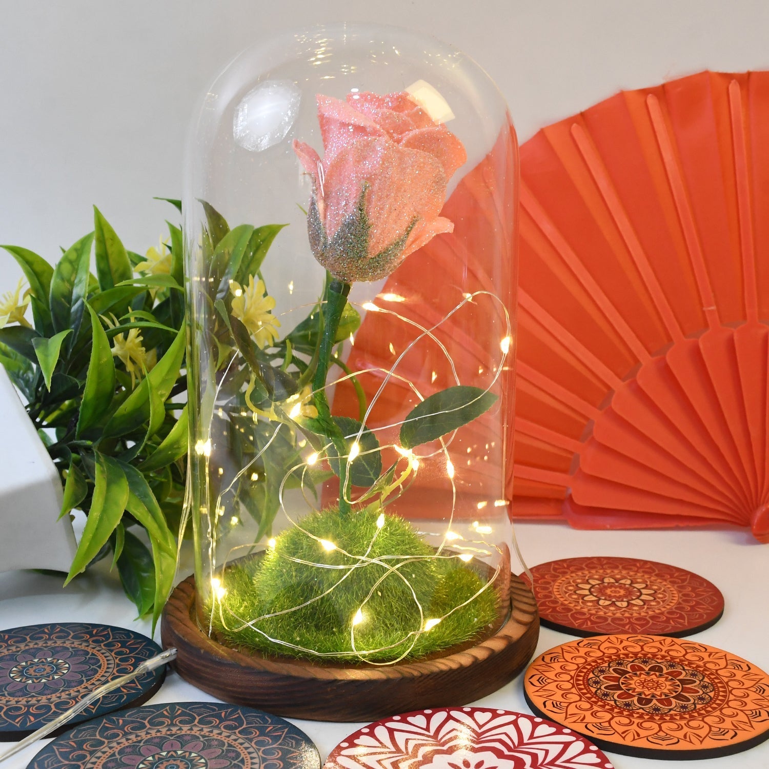Glass Flower with Led Light Great Gift (1 Set) Your Brand