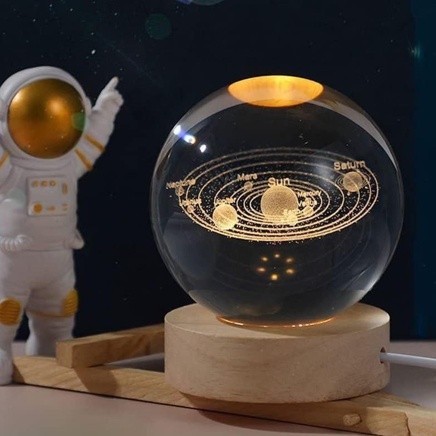 3D Astronomy Night Lamp Crystal Ball lamps With Base (1 Pc) Your Brand