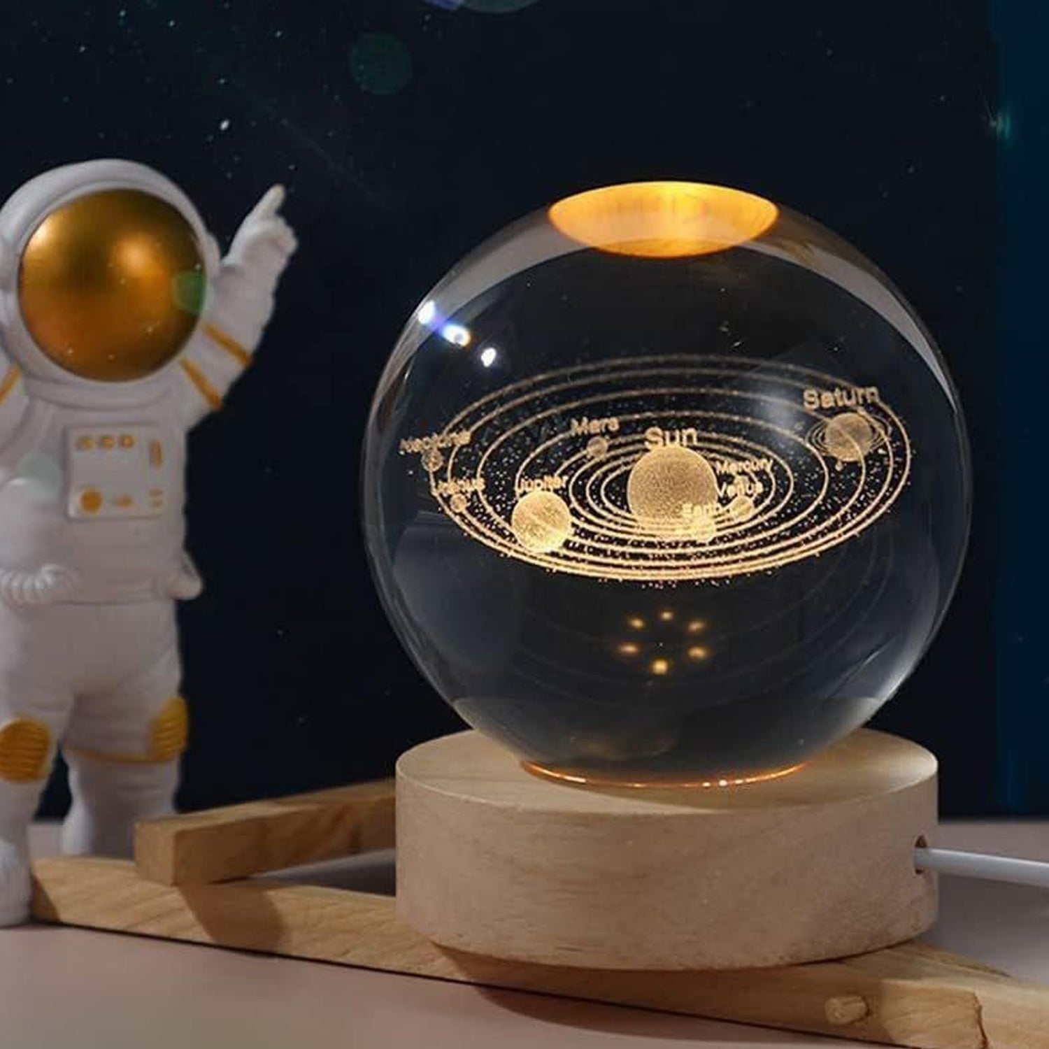 3D Astronomy Night Lamp Crystal Ball lamps With Base (1 Pc) Your Brand
