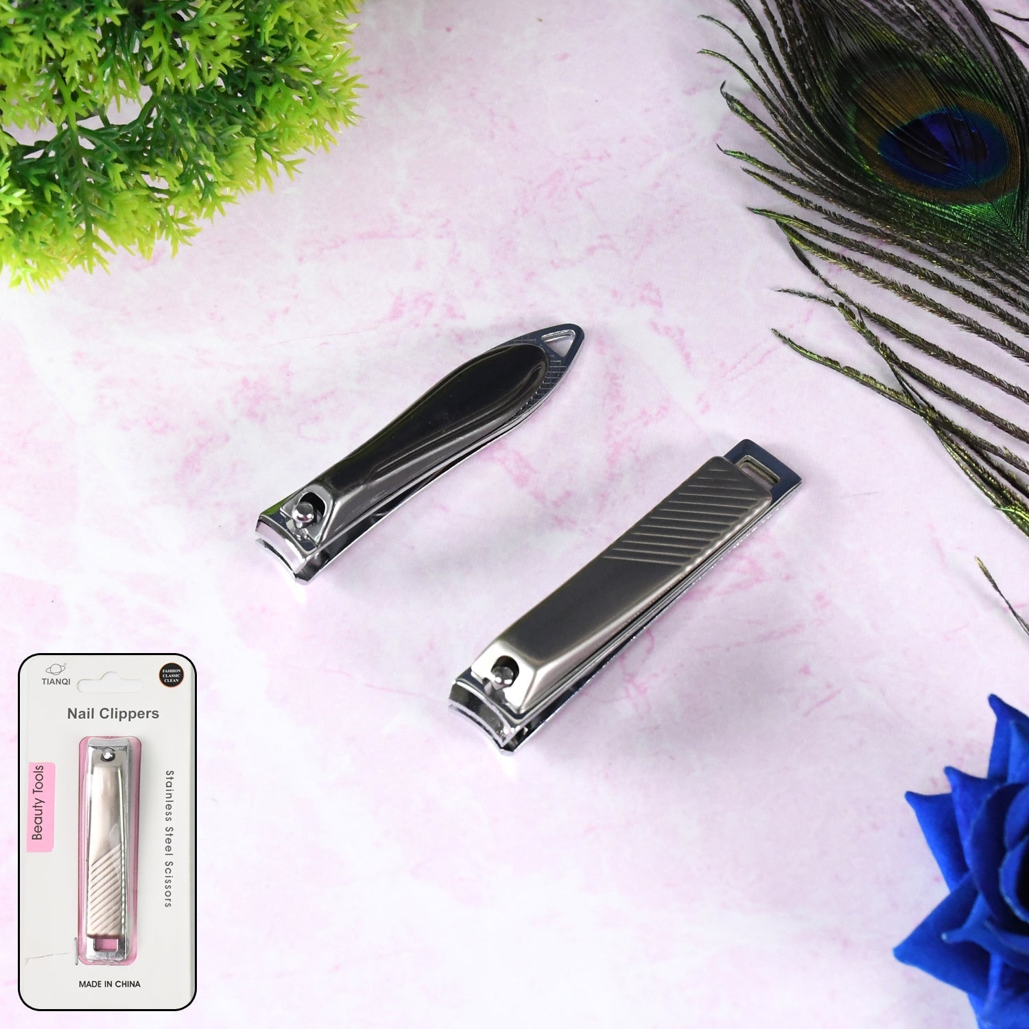 Stainless Steel Folding Portable Large Nail Clippers with Nail File (1 Pc / Mix Design) Your Brand