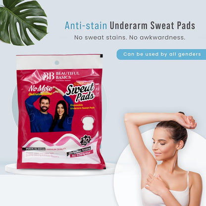 Underarms Sweat Pads Disposable Highly Absorbent Pads Cotton Anti-Allergic Anti Bacteria Anti Smell Underarm Perspiration Pad For Men And Women (Pack of 10) Your Brand