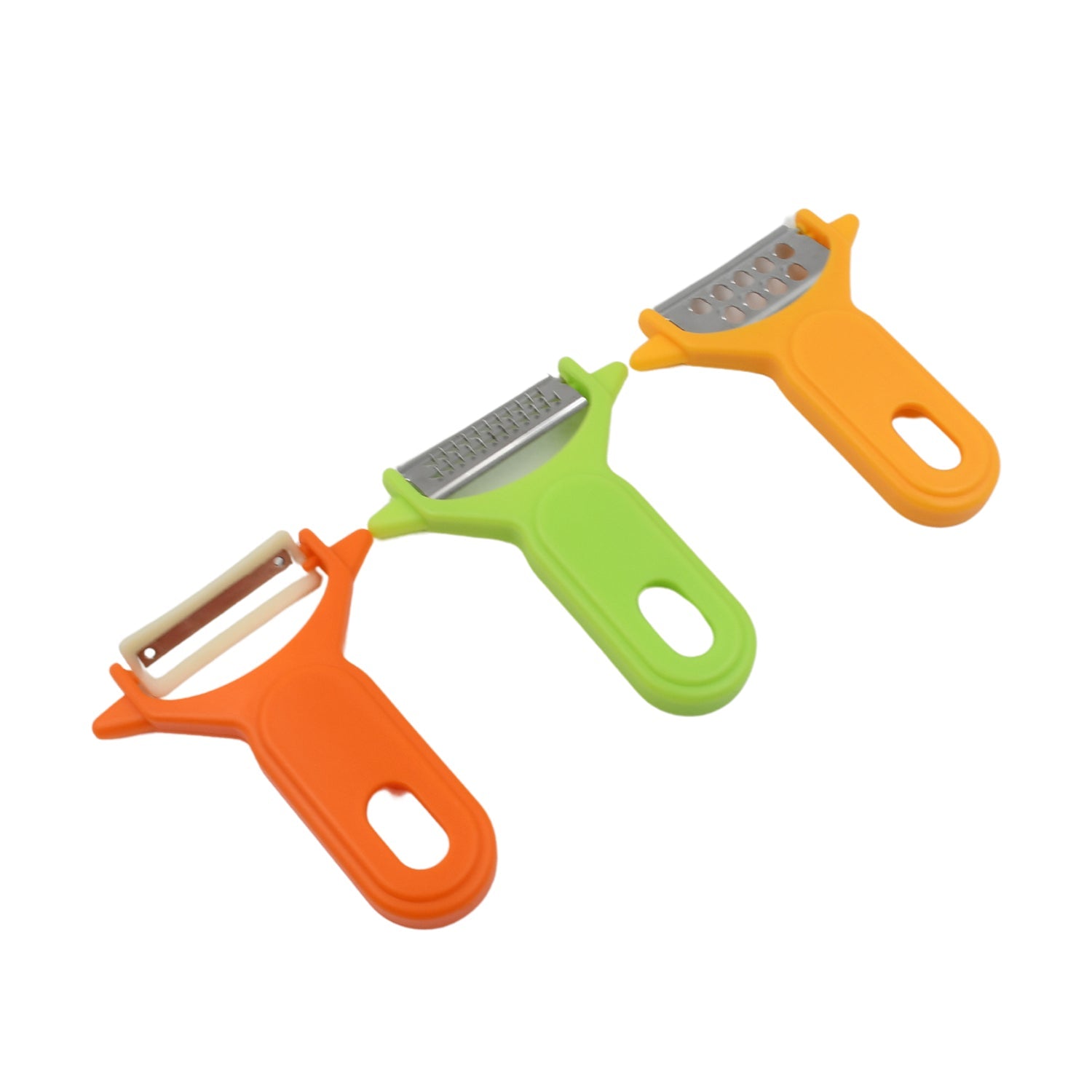 Peeler Slicers Shredders for Fruits and Vegetables, Cutter, Grater Kitchen Helper, Potato Fruits Peeler, Stainless Steel Sharp Blade with Non-Slip Handle (3 Pcs Set) Your Brand