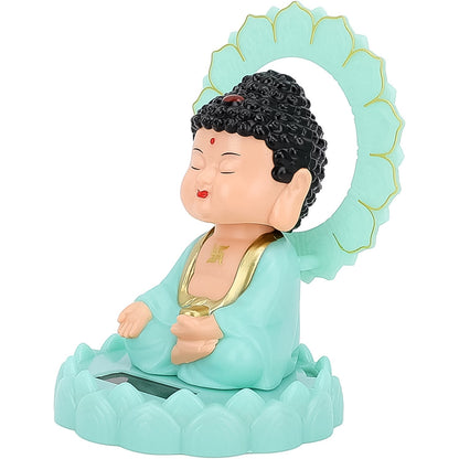 Plastic Solar Powered Moving Head Sitting Action Buddha Statue (1 Pc / Mix Color) Your Brand