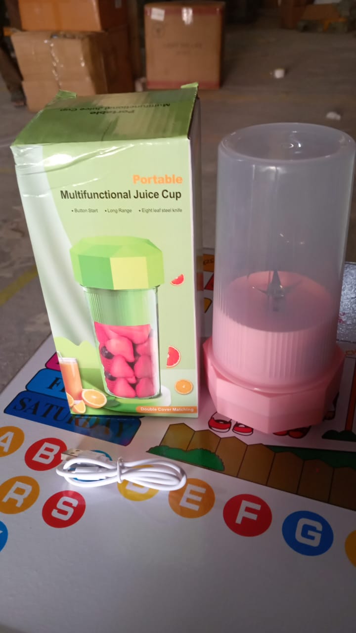 Portable Multifunctional Electric Juicer Cup, USB Juice Maker 6 blade (350 ML) Your Brand