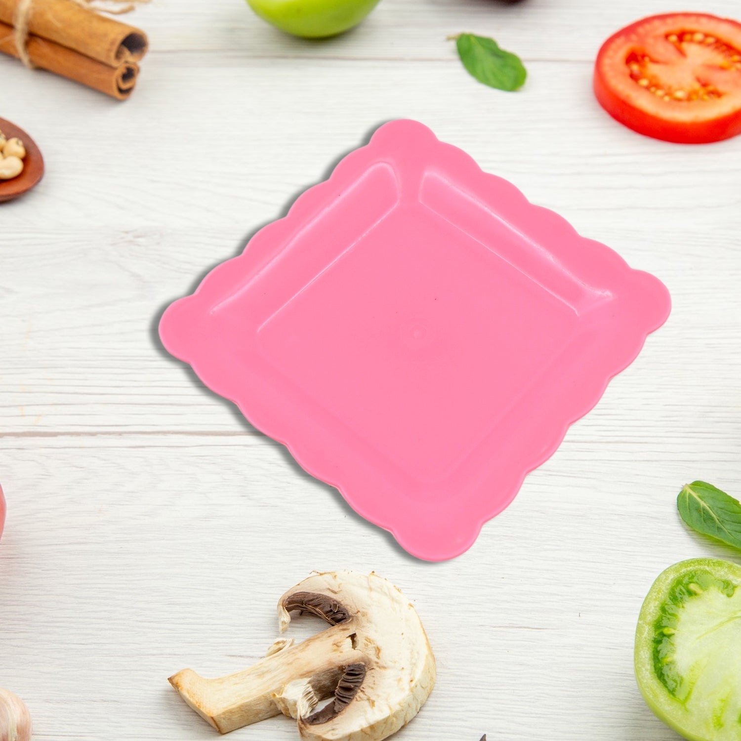 Square Plastic Dinner Plate Snacks / Breakfast, Restaurant Serving Trays Home School Coffee Hotel Kitchen Office (8 Pcs Set) Your Brand