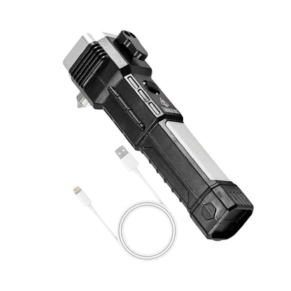Portable 3W Rechargeable LED Torch with Long Beam, Hammer & Glass Cutter