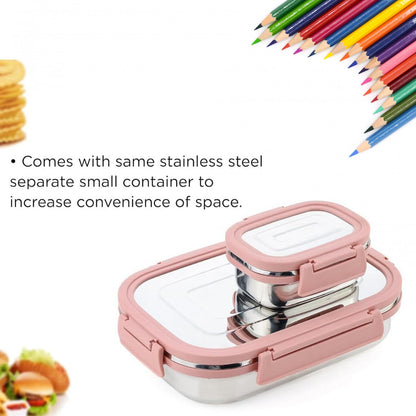 Premium Stainless Steel Leak Proof Air Tight Lunch Boxes (900ML+200ML Approx / 2 Pc Set) Your Brand