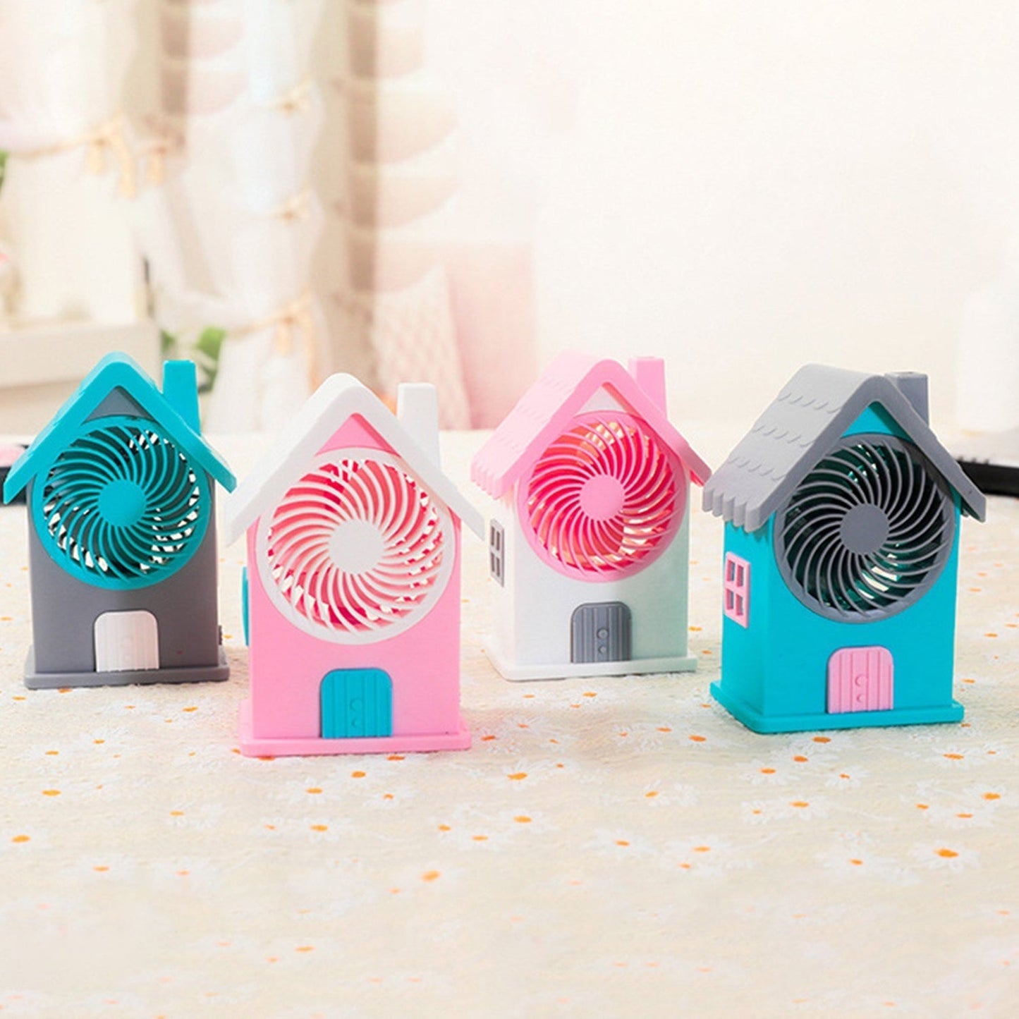 Mini House Fan House Design Rechargeable Portable Personal Desk Fan For Home , Office & Kids Use (Battery Not Include) Your Brand