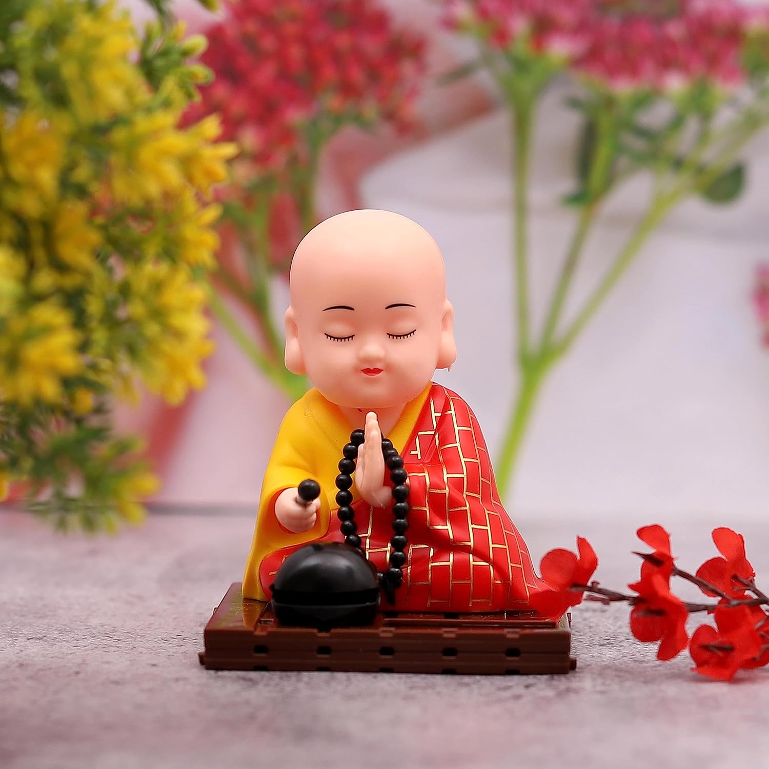 Solar Powered Sitting Buddha Statue,  Moving Head and Hand (1 Pc / Medium) Your Brand