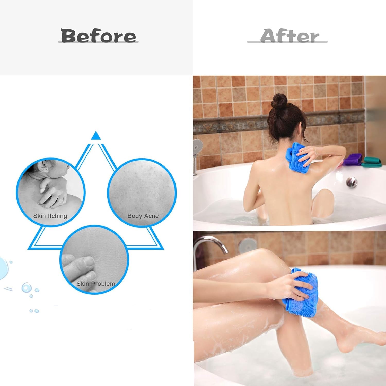 Silicone Body Scrubber Silicone Bath Body Brush (1 Pc / 24 Inch) Your Brand
