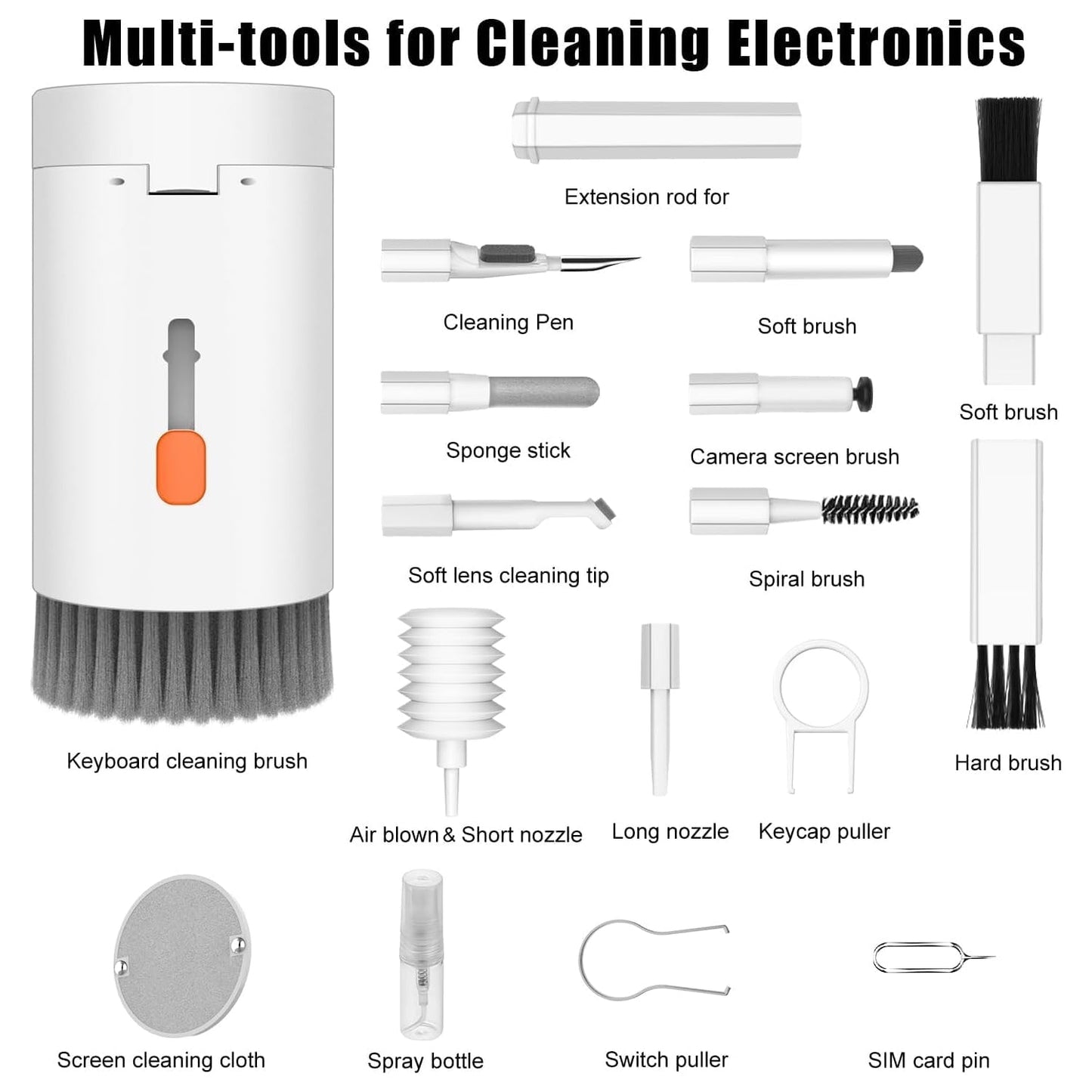 Keyboard Cleaner Kit, 20-in-1 Laptop Phone Screen Cleaning Kit, Keyboard Cleaning Kit with Electronic Cleaning Brush Spray for AirPods Pro,  iPhone Pro, Camera, Computer Cleaning  Your Brand