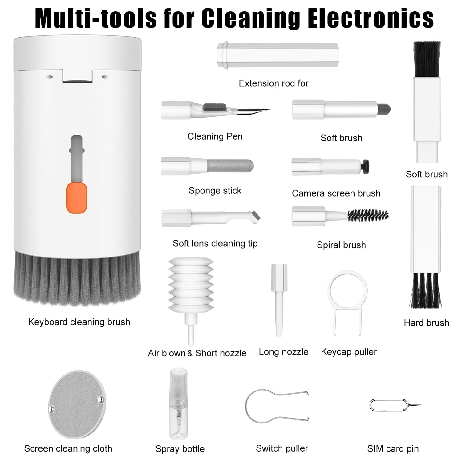 Keyboard Cleaner Kit, 20-in-1 Laptop Phone Screen Cleaning Kit, Keyboard Cleaning Kit with Electronic Cleaning Brush Spray for AirPods Pro,  iPhone Pro, Camera, Computer Cleaning  Your Brand