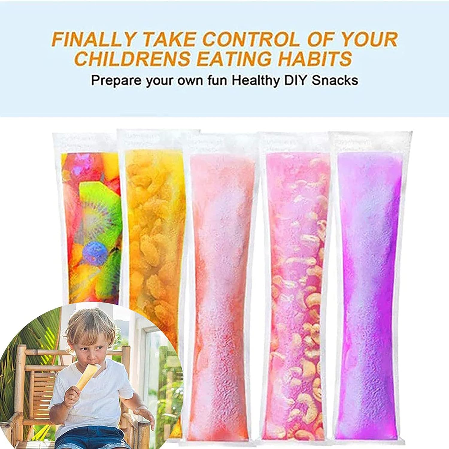 Homemade Popsicle Maker Manual Ice Cream Machine With Approx 20 Pcs Packing Bag Popsicle Mold Convenient Maker Manual Ice Cream Machine For Kids Adults DIY, Reusable Your Brand