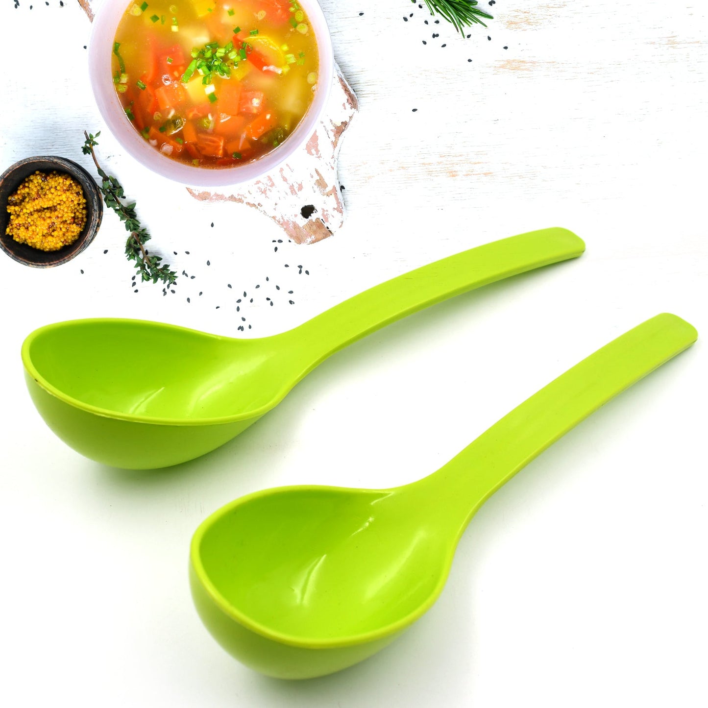 Plastic Kitchen Ladle for Frying, Curry & Serving Food (2 Pc Set)